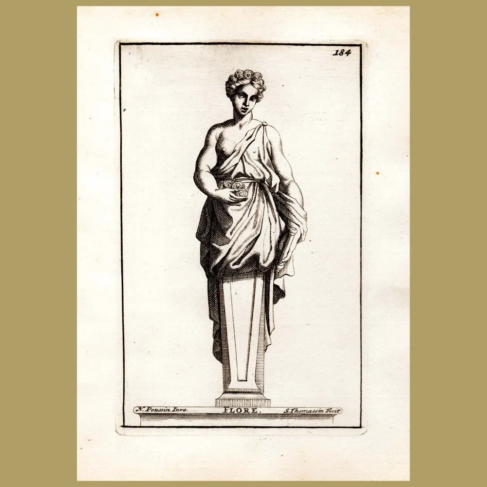 Antique print. Flora, Goddess Of Flowers