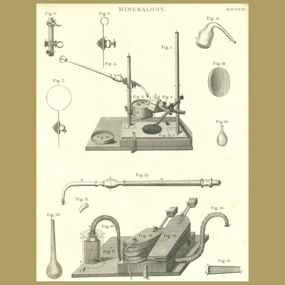 Antique print. Mineralogy