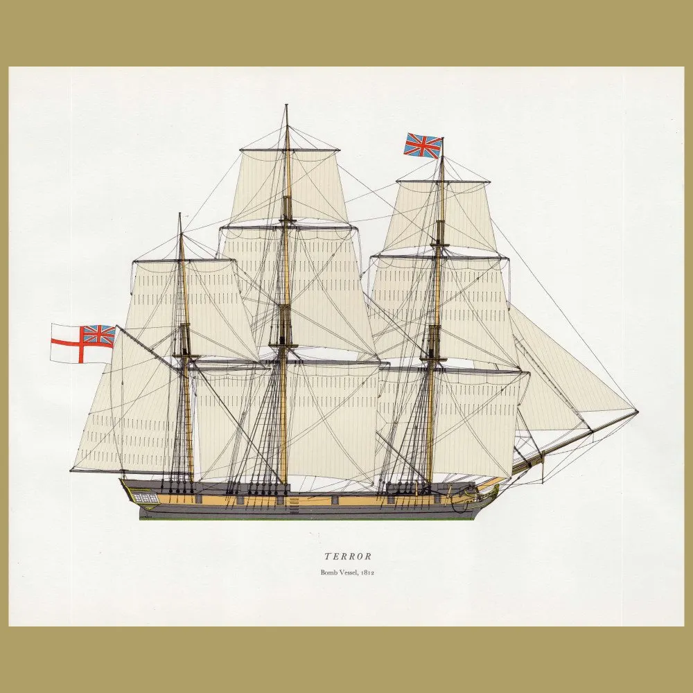 Terror Bomb Vessel,1812: Genuine vintage print for sale.